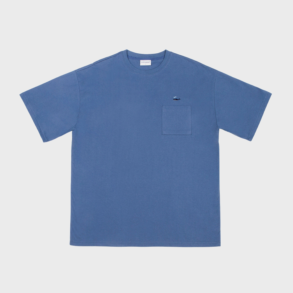 pocket t shirt whale blue (EVENT 60% OFF)
